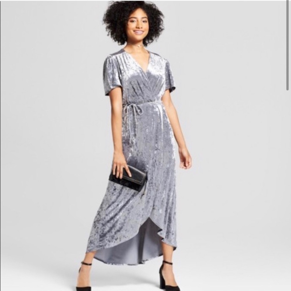 Xhilaration hi-low velvet wrap dress